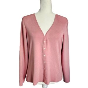 Womens Pink long Sleeve Button Down Cardigan LARGE